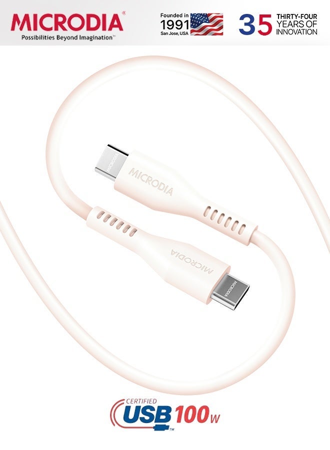 MICRODIA 【Microdia】 Fruitywire PD100W USB-C to USB-C Charge & Sync Cable, Liquid Silicon, 2.6m - Soft Touch & Tangle-Free - Image 1